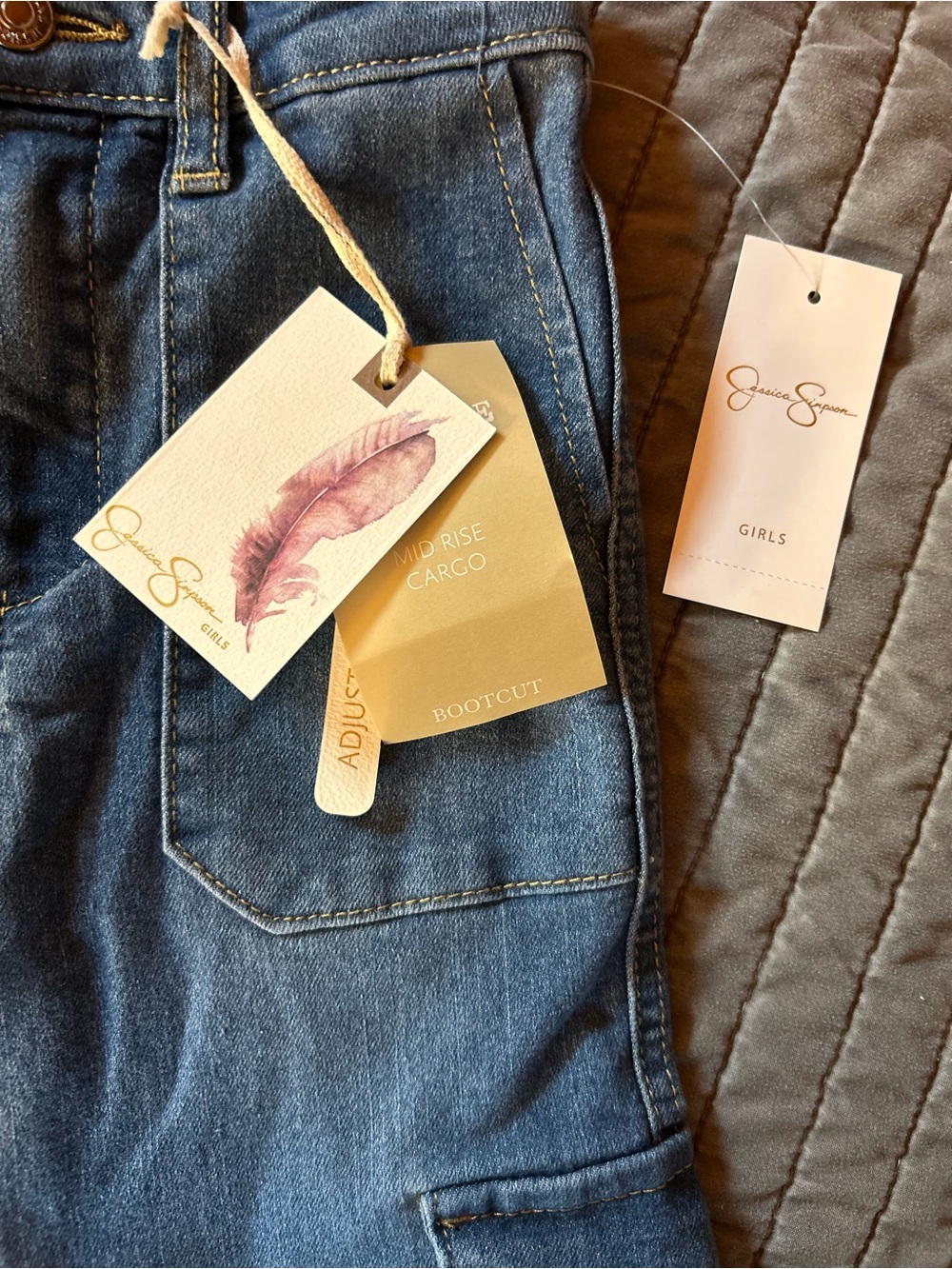 Jessica Simpson Girls' Cargo Flare Jeans - Picture 5 of 9